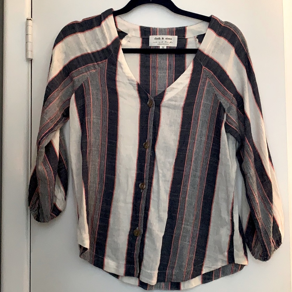 Anthropologie Striped Linen Blouse